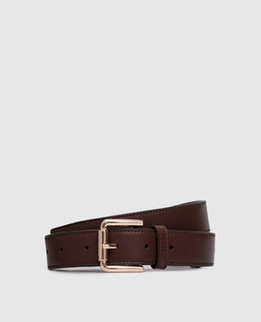 Max Mara Burgundy leather belt with logo NEWBUCKLE35LONG