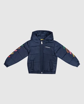Off-White Children's blue jacket with branded print 44G7X003F26F001