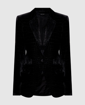 Tom Ford Black velvet jacket with crocodile pattern GI3085FAX1801