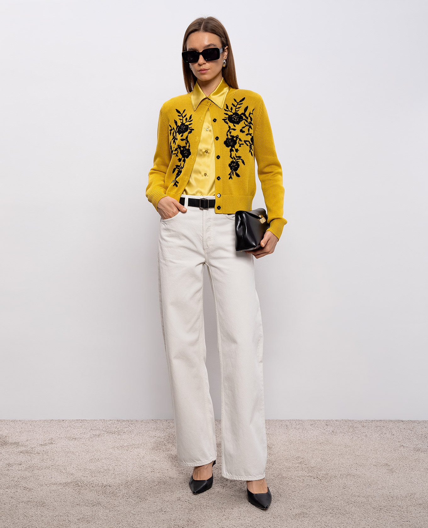 

Yellow cardigan with embroidery Max & Co