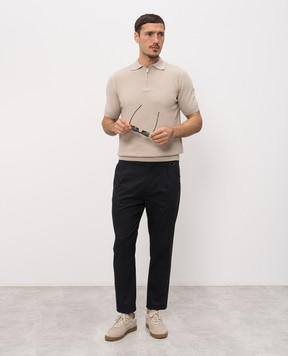 Cashmere&Whiskey Beige polo shirt with a pattern CH104Z