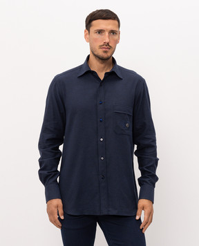 Stefano Ricci Blue shirt with embroidered emblem MC008411BN3028