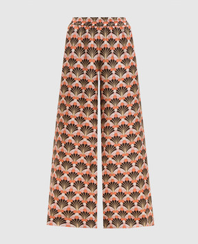 La DoubleJ Brown printed silk pants TRO0003SIL001FLF02
