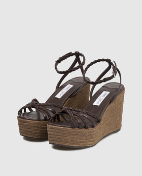 Jimmy Choo Nyra brown leather wedge sandals DREE100ZKN