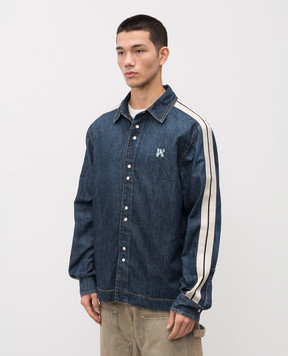 Palm Angels Blue denim shirt with monogram logo PMYE049R24DEN001