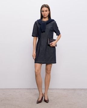 Brunello Cucinelli Blue denim mini dress with monil chain MB125AFQ91