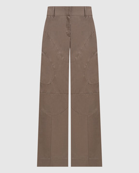 Off-White Brown pants with logo patch 2CF029S26FAB001