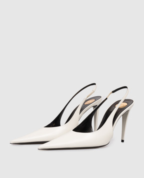 Saint Laurent Ivory leather slingbacks GUERMANTES 870505AAF29