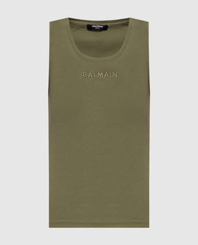 Balmain Khaki ribbed T-shirt GF0EB075BD10