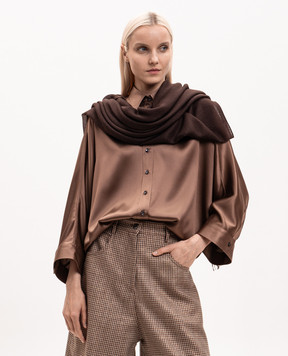 Brunello Cucinelli Brown cashmere and silk stole MSC924059P