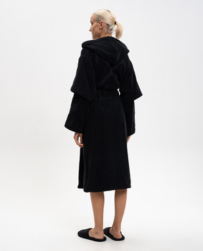Off-White Black terry bathrobe with pattern OHZB012T25FAB001