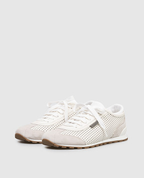 Brunello Cucinelli White deerskin sneakers MZDKG3236