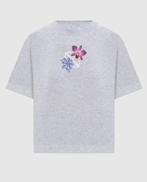 Off-White Grey melange cropped T-shirt with emblem 2AA090S26JER002