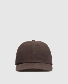ISAIA Brown linen cap BRT01421040