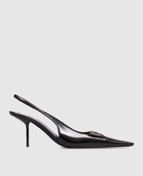 Saint Laurent BABYLONE BRETEUIL black leather slingbacks 858966AAEHI