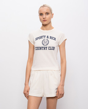 Sporty & Rich Beige Varsity Crest T-Shirt TO11176218WH37w