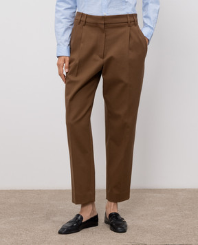 Brunello Cucinelli Brown pants with a monil chain MP126P8308