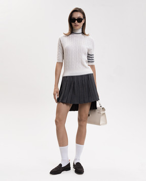 Thom Browne Gray pleated wool check skirt FGR101BF1304