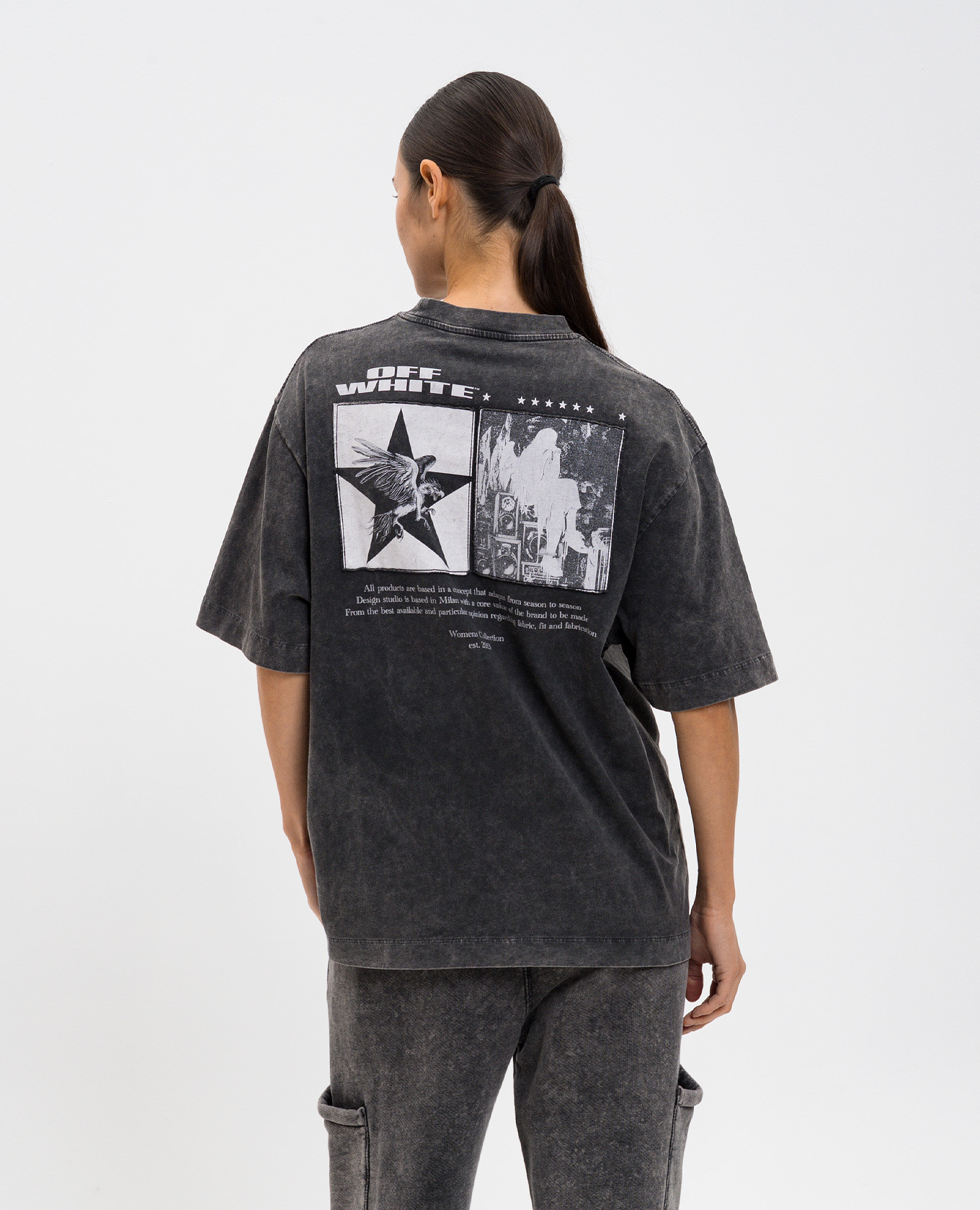 

Xerox Star Grey T-Shirt with Frayed Effect Off-White