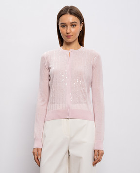 Max Mara LIBBRA pink cardigan made of silk and wool MSTLIBBRA