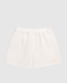 Dolce&Gabbana Children's ivory shorts with DG monogram logo patch L13Q97FU628