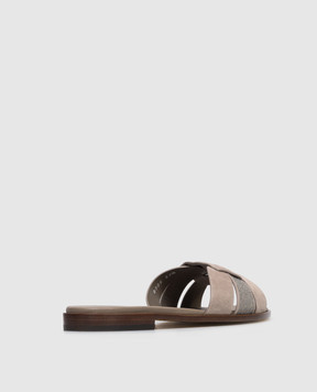 Doucal's Beige suede flip-flops with a monil chain DD8906DEGNUF278