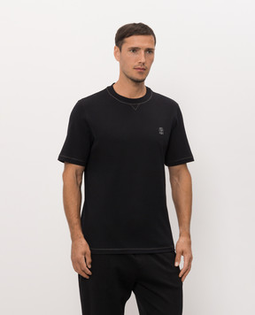 Brunello Cucinelli Black T-shirt with emblem M0B131328G