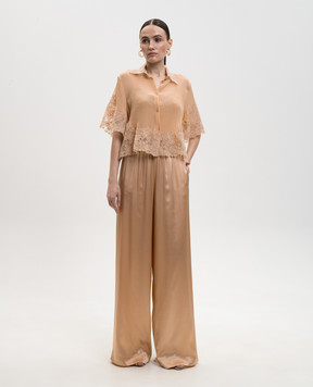 Ermanno Scervino Beige silk blouse with lace D482K718APCSQYE