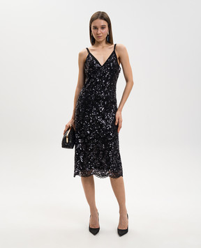 Twinset Black lace midi dress with sequins 261TP2630