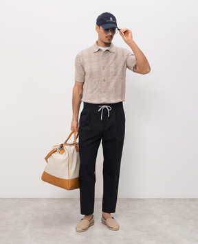 Brunello Cucinelli Navy blue linen pants MH255E1710