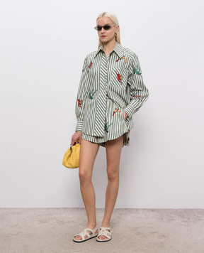 Alemais Bisou embroidered striped shorts 7016P