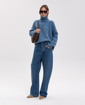 Allude Blue cashmere and silk sweater with textured pattern 26577022