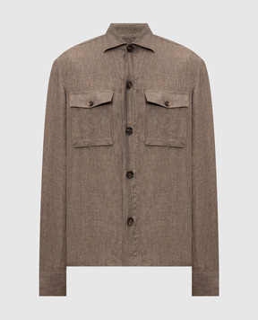 Enrico Mandelli Brown linen shirt SAHAR26101