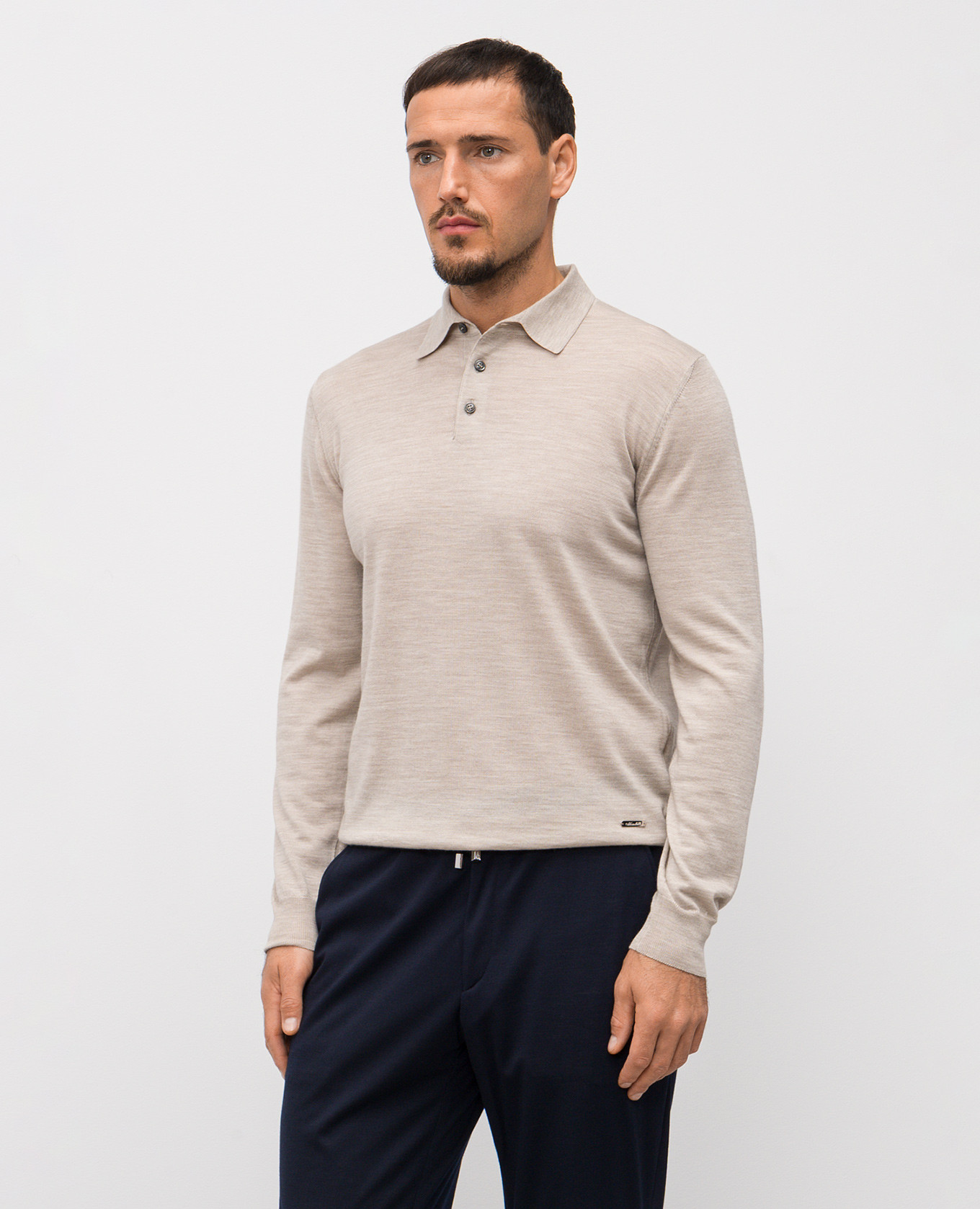 

Beige wool polo shirt Enrico Mandelli