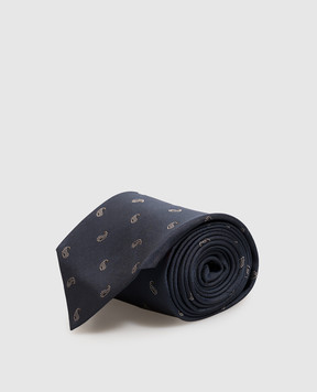 ISAIA Blue printed silk tie CRV007CV913