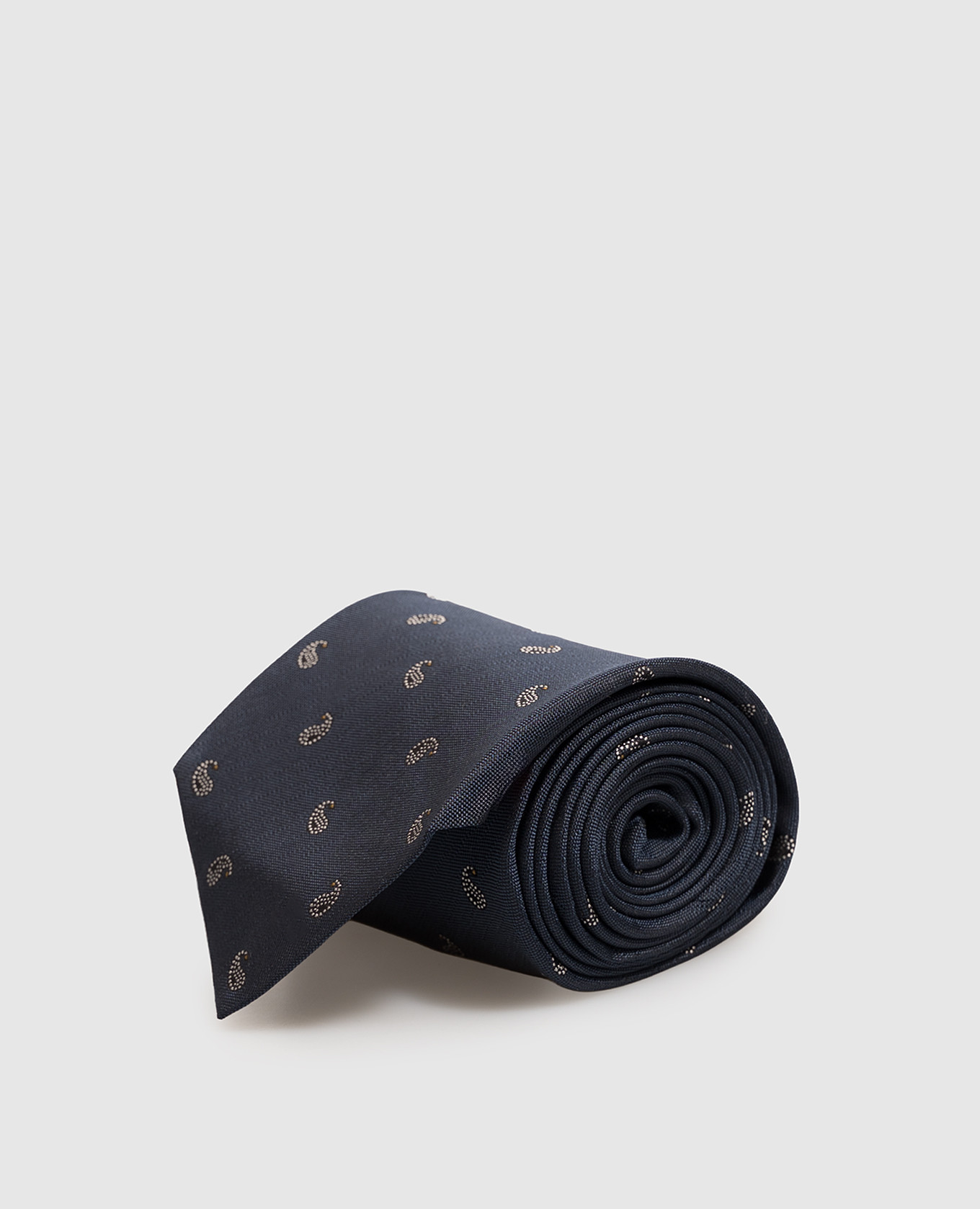 Blue printed silk tie