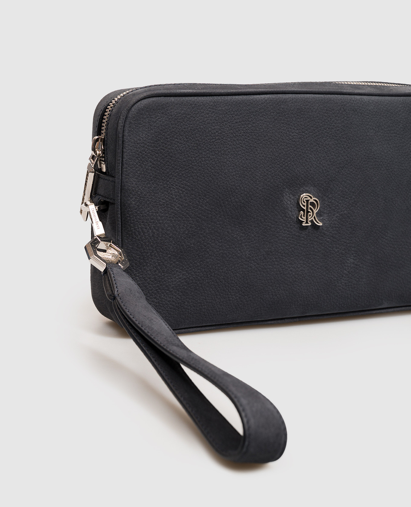 Blue nubuck bag with monogram logo Stefano Ricci 4