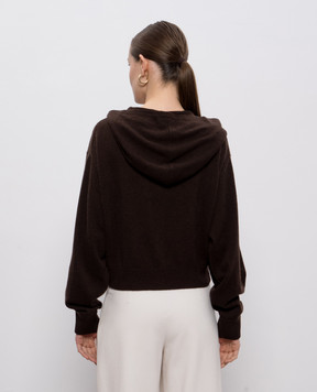 Allude Brown wool and cashmere cardigan with hood 25517700
