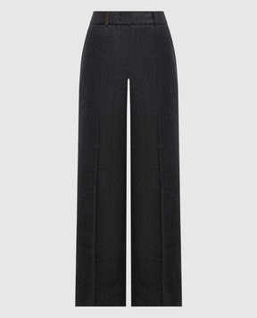 Peserico Gray wool pants with patch A0433503359