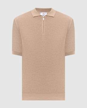 Pini Parma Beige polo shirt with zipper POLRIBZIPTAU