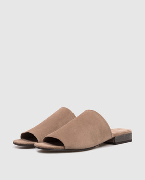 Brunello Cucinelli Brown suede mules with chain MZSFC3170