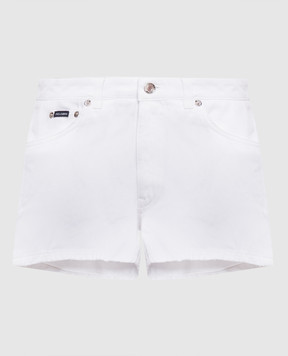 Dolce&Gabbana White denim shorts with logo patch FTC7DDG8PE8