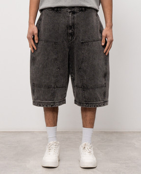 Juun.j Grey denim shorts with logo patch JC6425PD14