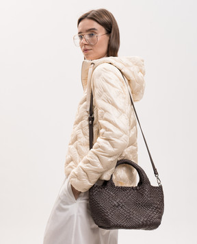 Alma Tonutti Dark brown leather tote bag with weave 5329