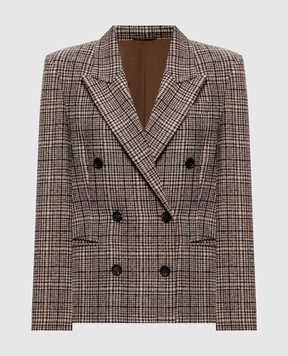Brunello Cucinelli Double-breasted alpaca wool check jacket MG5577359P