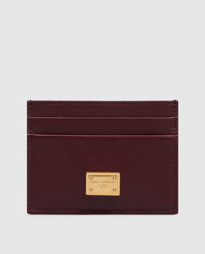 Dolce&Gabbana Burgundy leather cardholder with logo plate BI0330A9S25