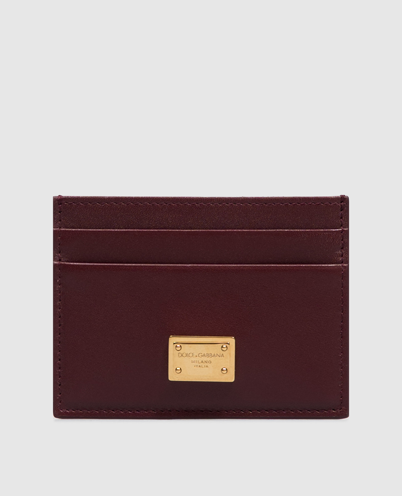 Burgundy leather cardholder with logo plate