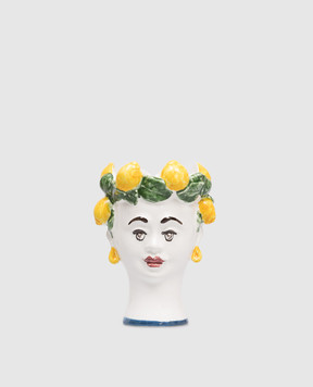 Les Ottomans Lemons Woman decorative candle in a ceramic candle holder HEADCANDLESLW