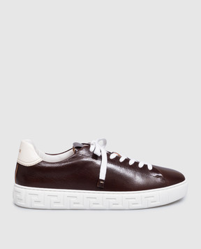 Versace Brown leather Greca sneakers 10242061A18384