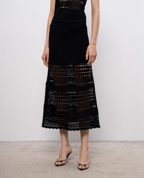 Simkhai Westly Open Stitch Black Midi Skirt 3263046K